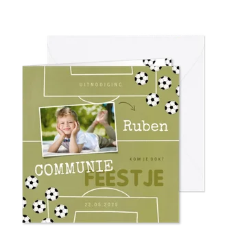 Uitnodiging communie voetbal en foto